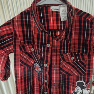 Disney Mickey Mouse Red and Black Plaid Shirt